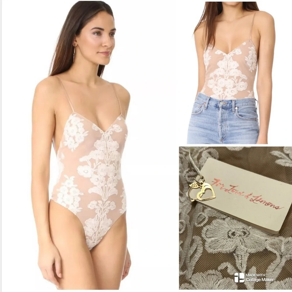 For Love and Lemons NWT Temecula nude lace bodysuit